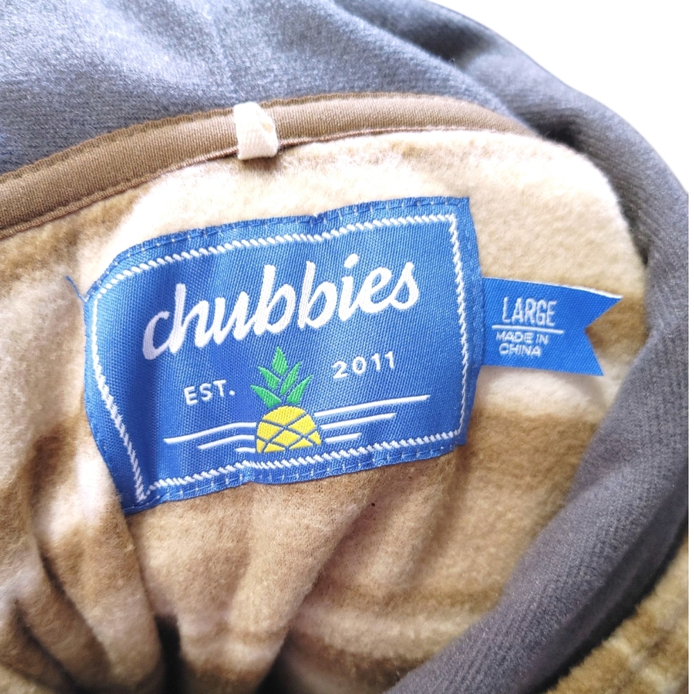 Chubbies Brown Stripes Pullover Fleece Drawstring Hoodie Mens Size Large L - Picture 7 of 10